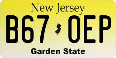 NJ license plate B67OEP