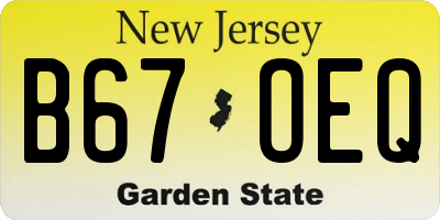 NJ license plate B67OEQ