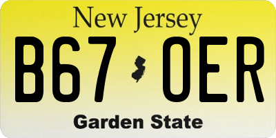 NJ license plate B67OER