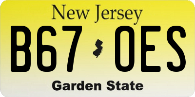 NJ license plate B67OES
