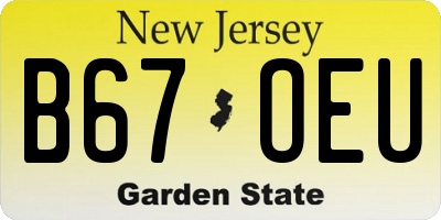 NJ license plate B67OEU