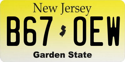 NJ license plate B67OEW