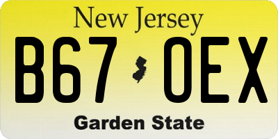 NJ license plate B67OEX