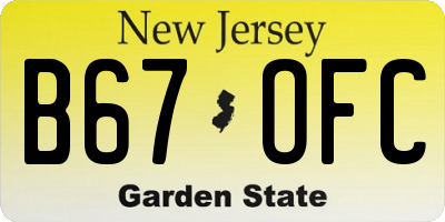 NJ license plate B67OFC