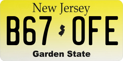 NJ license plate B67OFE