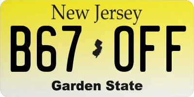NJ license plate B67OFF