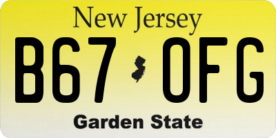 NJ license plate B67OFG