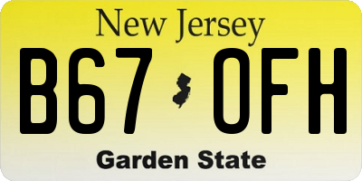 NJ license plate B67OFH