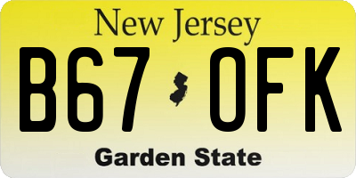 NJ license plate B67OFK