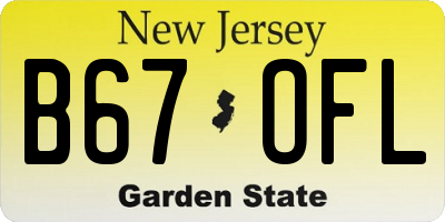 NJ license plate B67OFL