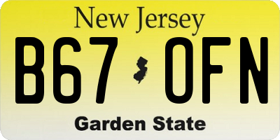NJ license plate B67OFN