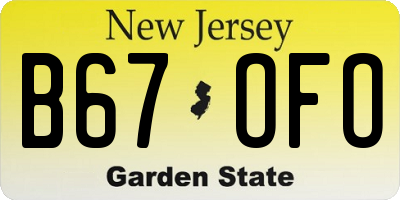 NJ license plate B67OFO