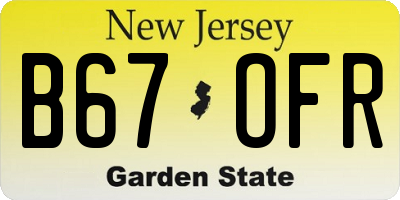 NJ license plate B67OFR
