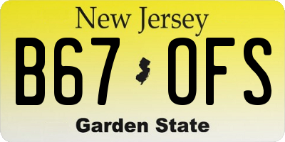 NJ license plate B67OFS