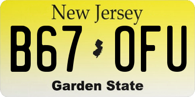 NJ license plate B67OFU