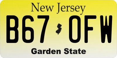 NJ license plate B67OFW