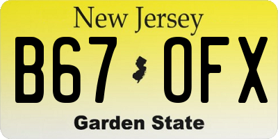 NJ license plate B67OFX
