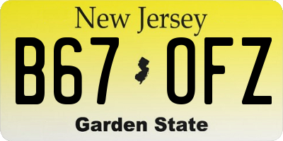 NJ license plate B67OFZ