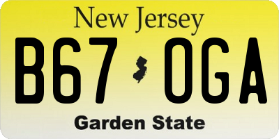 NJ license plate B67OGA