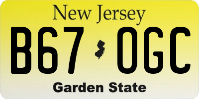NJ license plate B67OGC