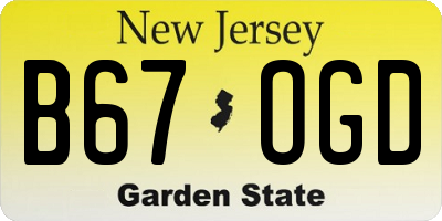 NJ license plate B67OGD