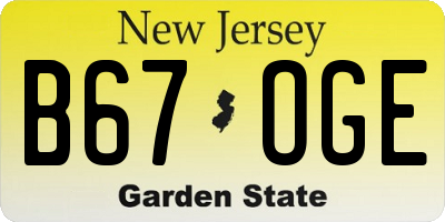 NJ license plate B67OGE
