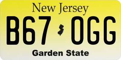 NJ license plate B67OGG
