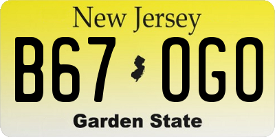 NJ license plate B67OGO