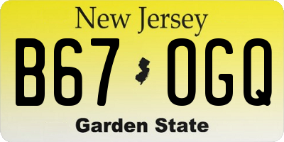 NJ license plate B67OGQ