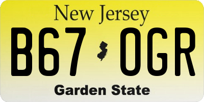 NJ license plate B67OGR
