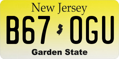 NJ license plate B67OGU