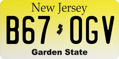 NJ license plate B67OGV