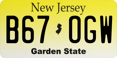 NJ license plate B67OGW