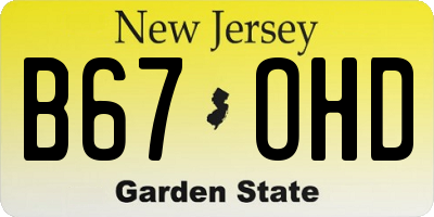 NJ license plate B67OHD