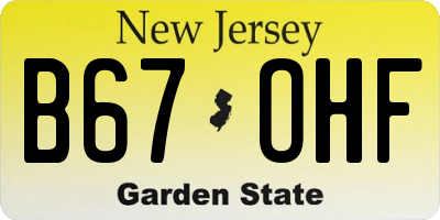 NJ license plate B67OHF