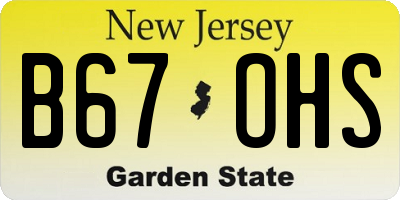 NJ license plate B67OHS