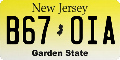 NJ license plate B67OIA