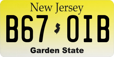 NJ license plate B67OIB