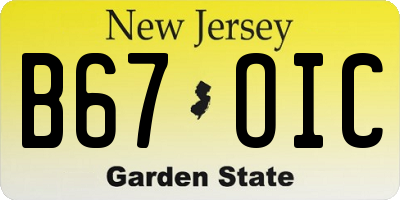 NJ license plate B67OIC