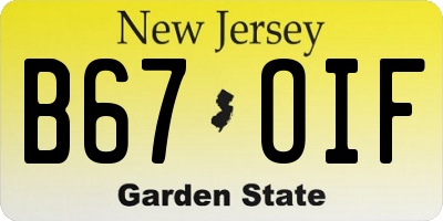 NJ license plate B67OIF