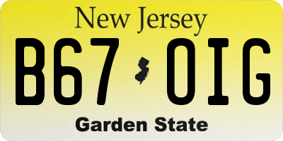 NJ license plate B67OIG