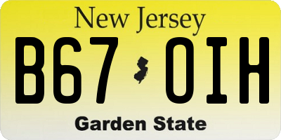 NJ license plate B67OIH