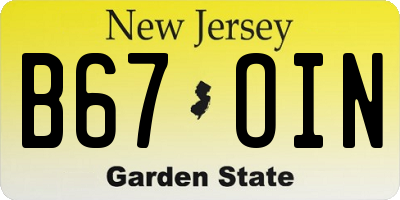 NJ license plate B67OIN