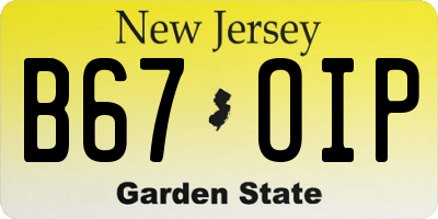 NJ license plate B67OIP