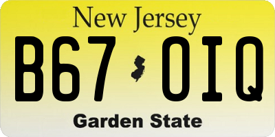 NJ license plate B67OIQ
