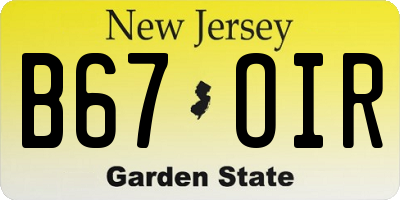 NJ license plate B67OIR