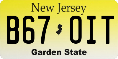 NJ license plate B67OIT