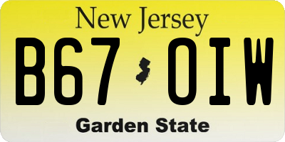 NJ license plate B67OIW