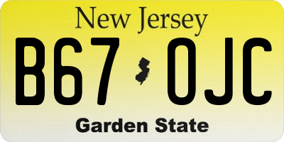 NJ license plate B67OJC