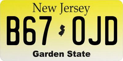 NJ license plate B67OJD